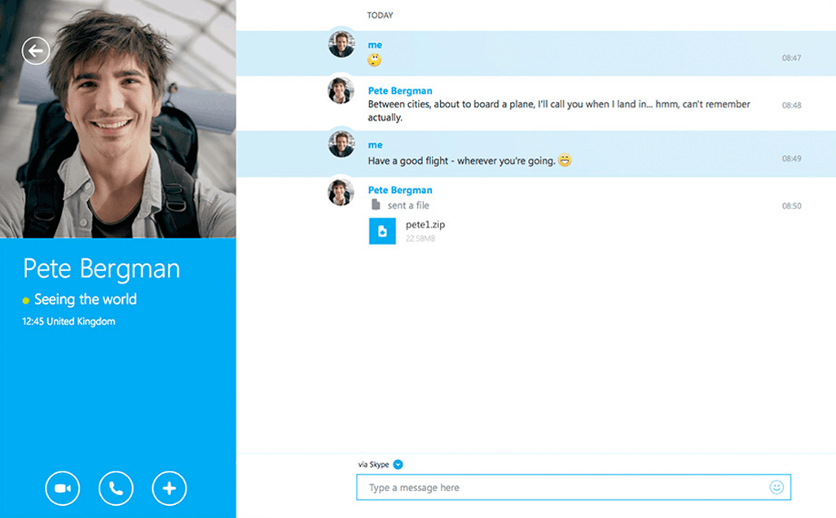 Capture d'écran Skype