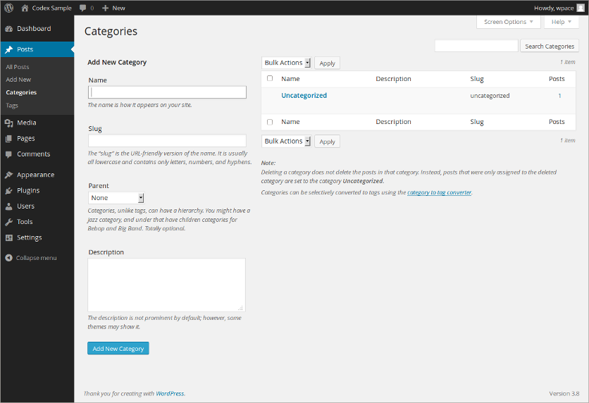 WordPress screenshot